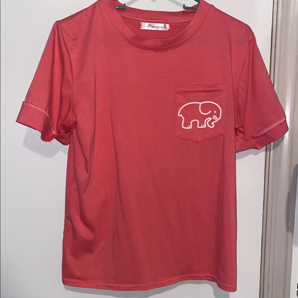 Ivory Ella T-Shirt - Coral with Elephant Pocket